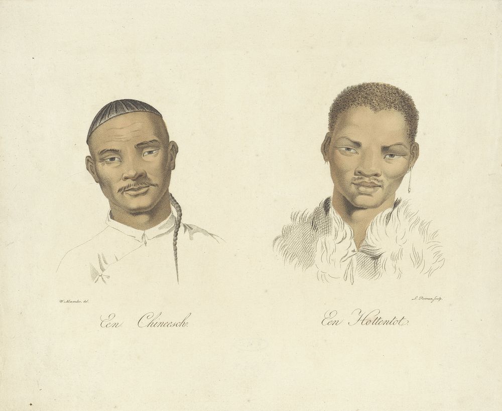 Hoofd van een Chinees en van een Khoikhoi (1787 - 1828) by Ludwig Gottlieb Portman and William Alexander