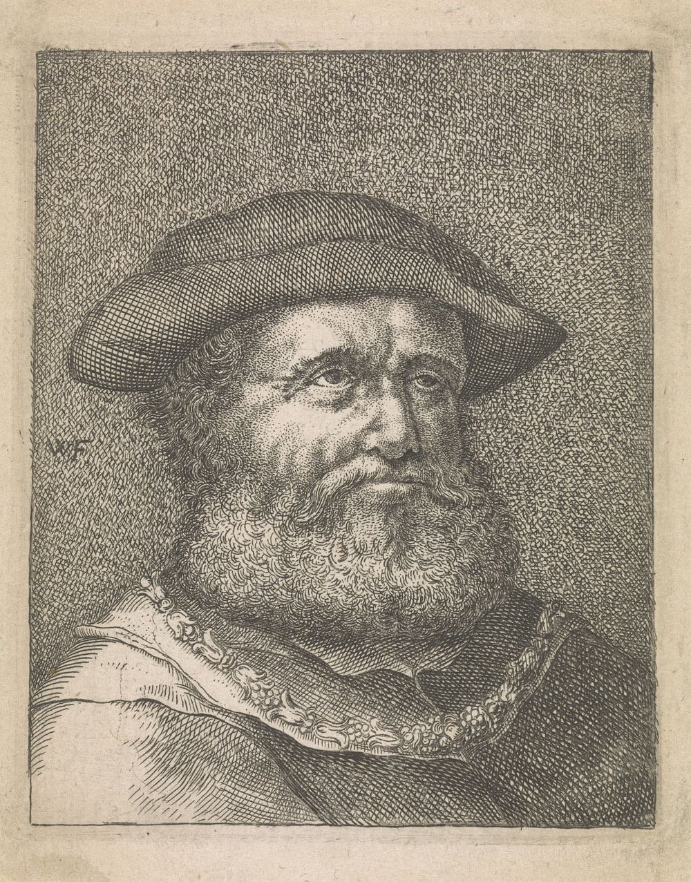 Buste van man met baard en halsketting (1637 - 1677) by Wallerant Vaillant