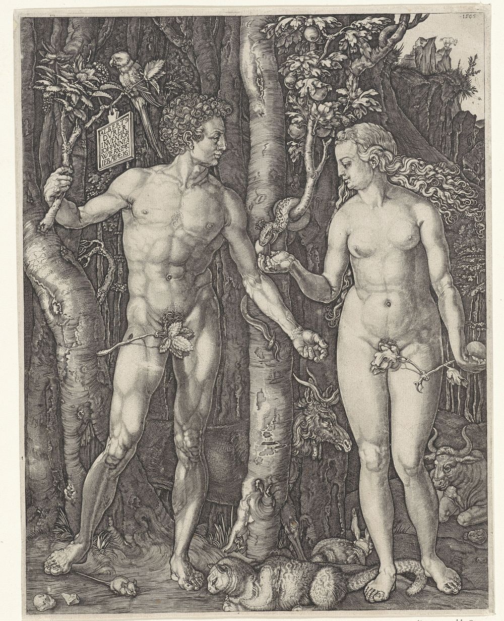 Adam en Eva (1566) by Johannes Wierix and Albrecht Dürer