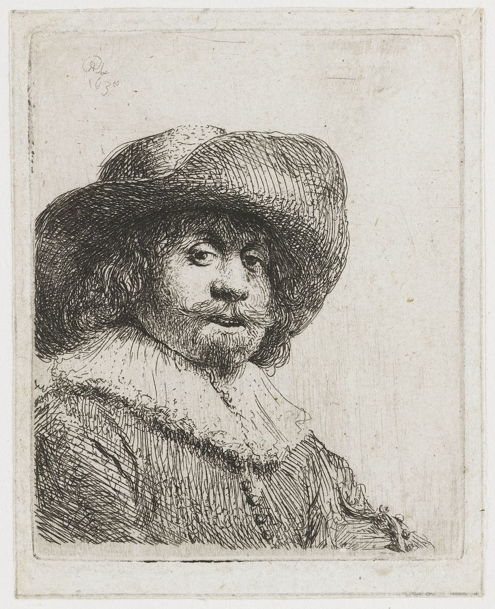 Man in a Broad-brimmed Hat (1630) by Rembrandt van Rijn and Rembrandt van Rijn