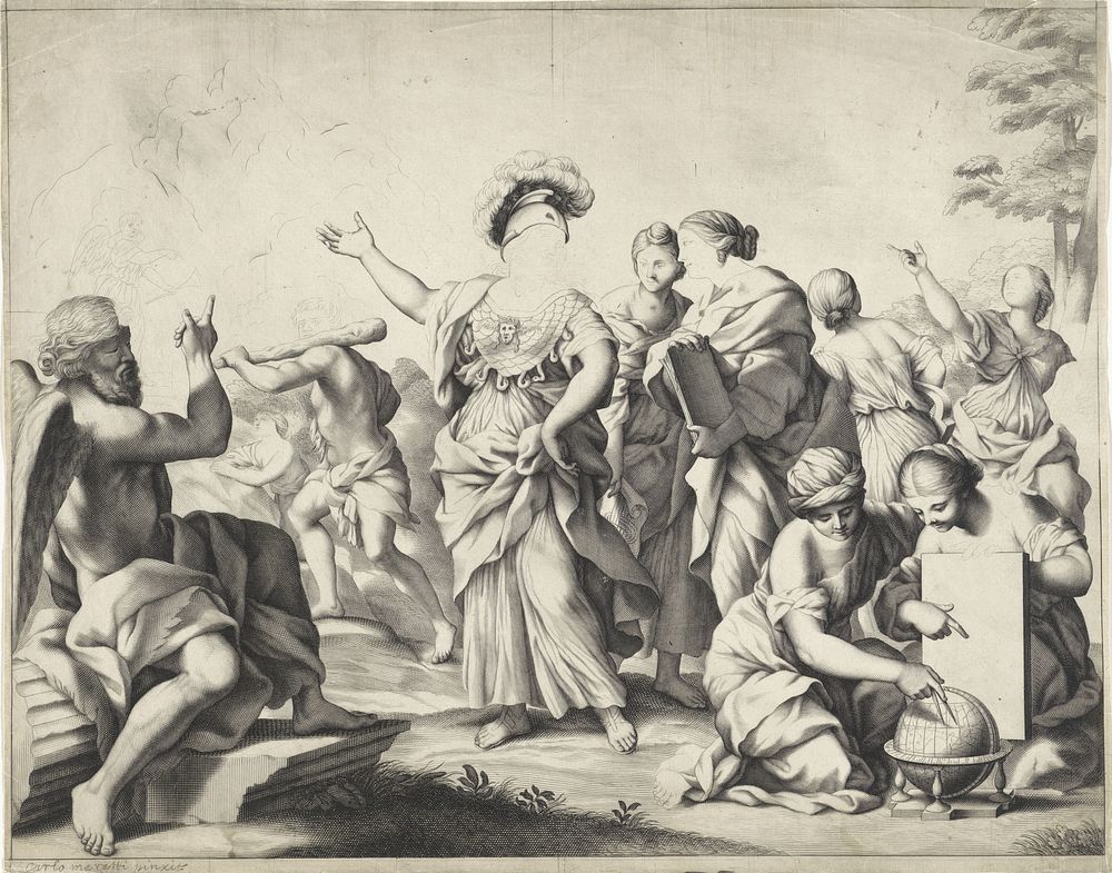 Allegorie met Minerva (1636 - 1763) by anonymous and Carlo Maratta