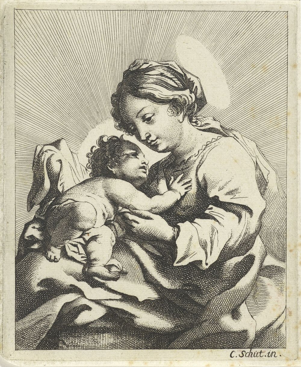 Maria met het Christuskind (1618 - 1705) by anonymous and Cornelis Schut I