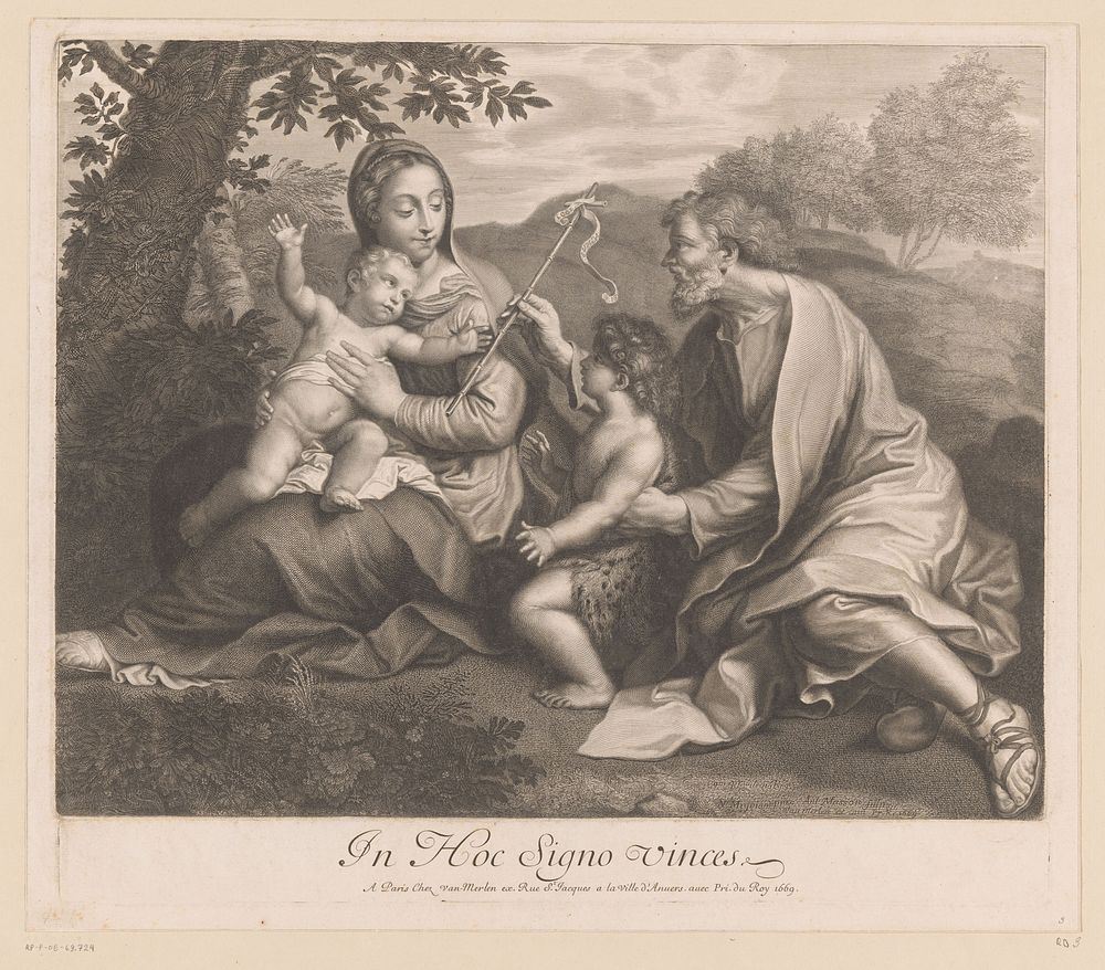 Heilige Familie met Johannes (1646 - 1700) by Antoine Masson, Mignard, Jacques Van Merle and Franse kroon