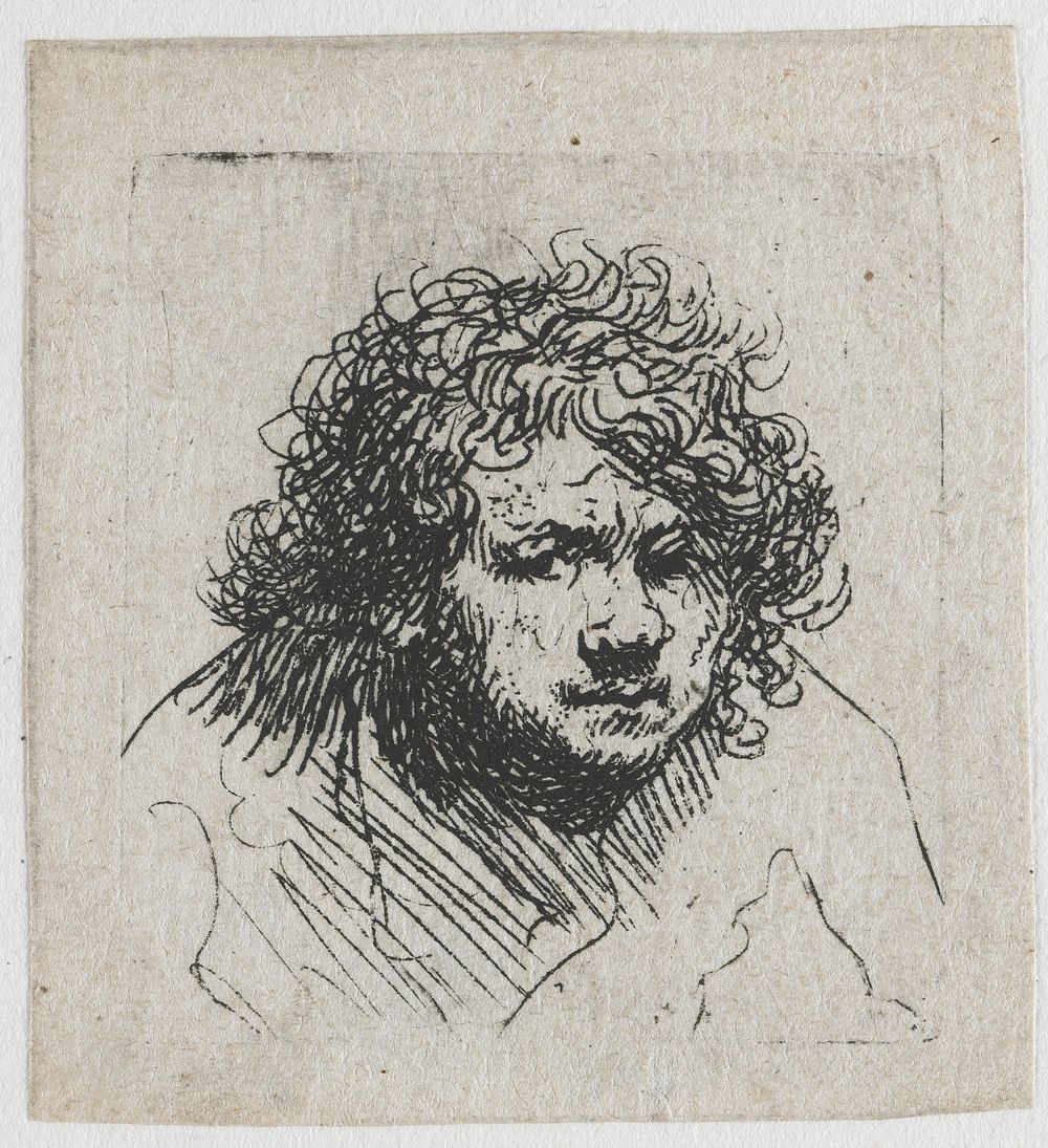Self-portrait leaning forward: bust (c. 1629) by Rembrandt van Rijn and Rembrandt van Rijn