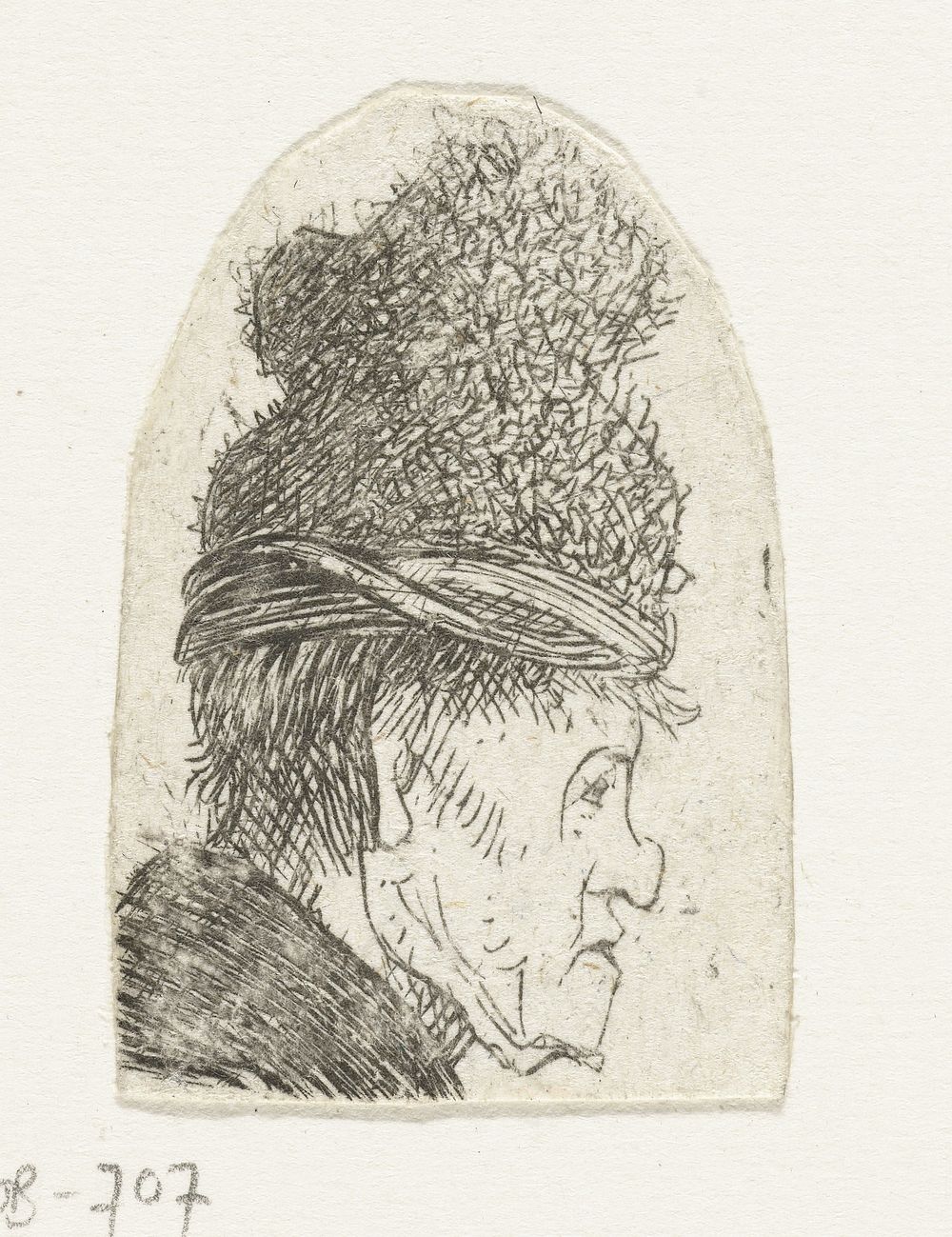 Grotesque profile: man in a high cap (c. 1629) by Rembrandt van Rijn, Rembrandt van Rijn and Jan Gillisz van Vliet