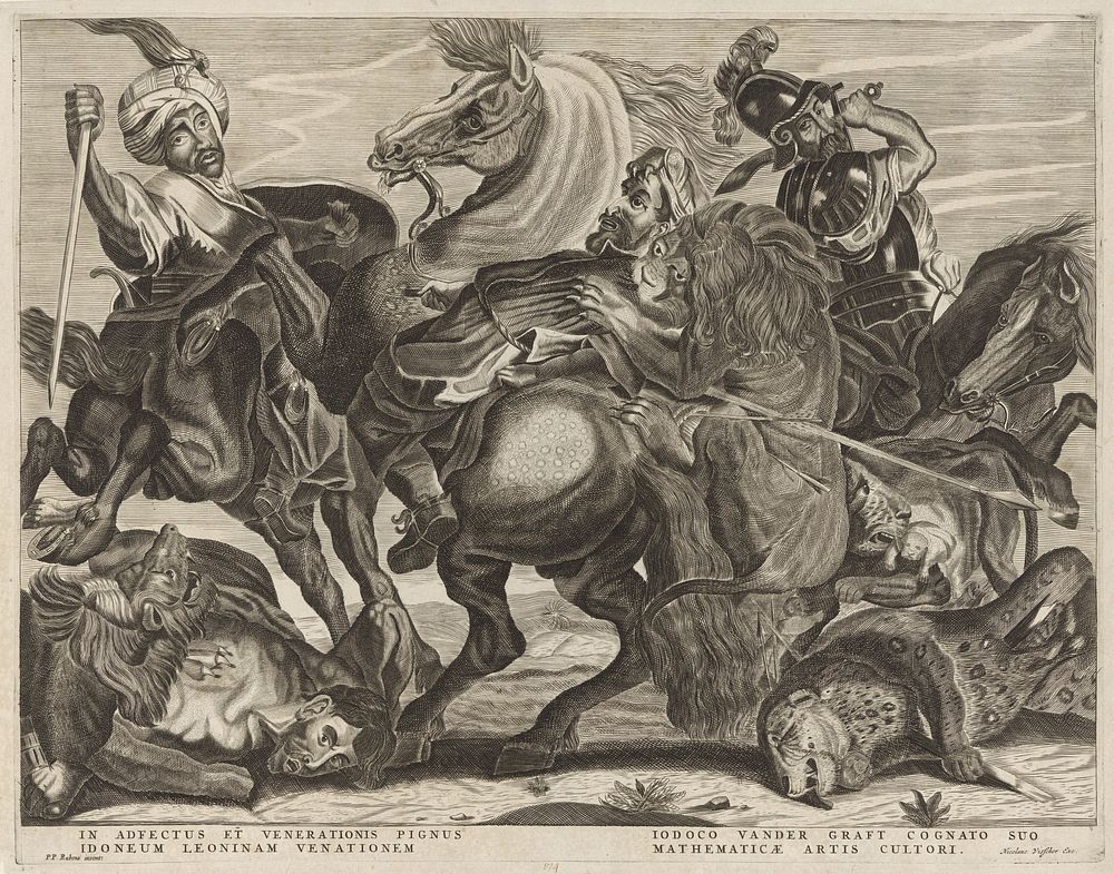 Leeuwenjacht (1644 - 1702) by anonymous, Jonas Suyderhoef, Peter Paul Rubens, Nicolaes Visscher I, Nicolaes Visscher II and…