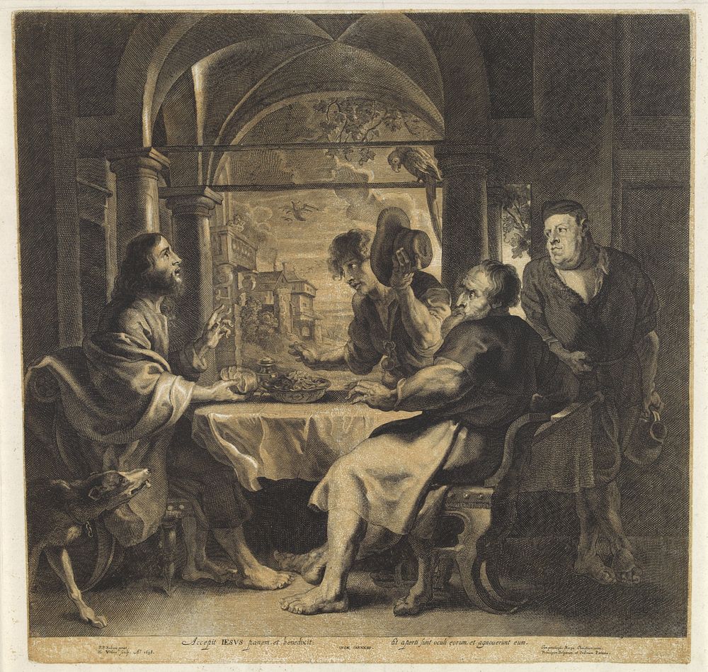 Maaltijd in Emmaüs (1638) by Hans Witdoeck, Peter Paul Rubens and Spaanse kroon