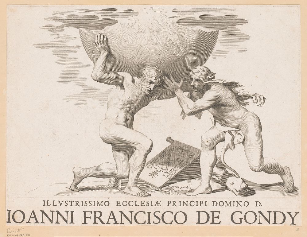 Atlas geeft de hemelbol aan Hercules (1651 - 1661) by Claude Mellan and Claude Mellan