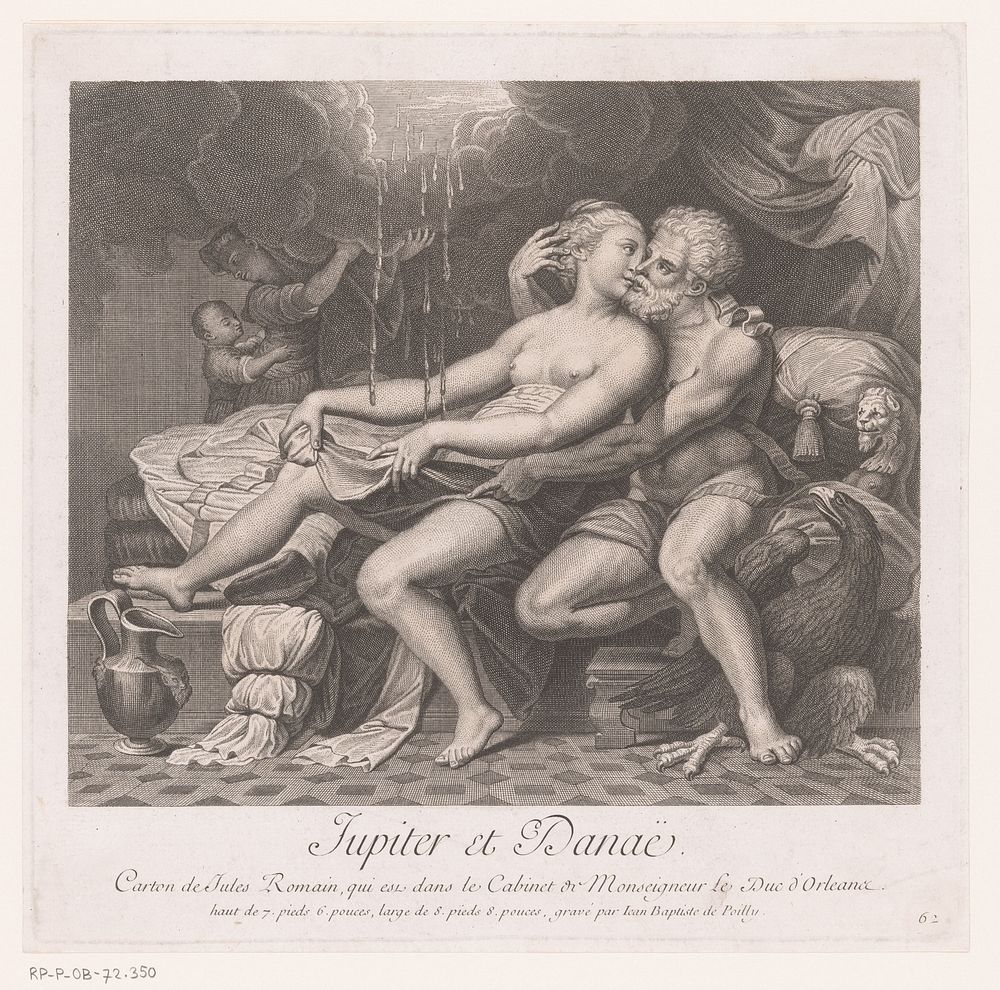 Jupiter en Danaë (1679 - 1728) by Jean Baptiste de Poilly and Giulio Romano