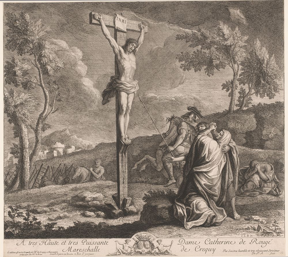 Christus aan het kruis (1669 - 1695) by Augustin Jacques Renard de Saint André, Charles Le Brun, Catherine de Rougé and…