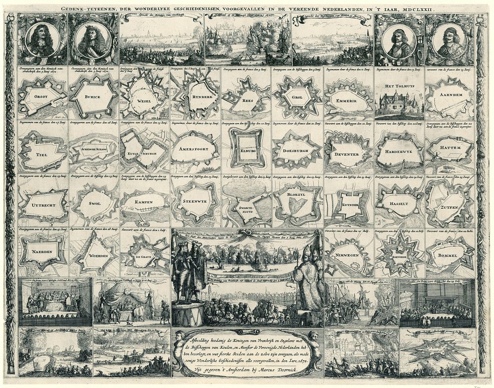 Overzicht van aan de Fransen verloren versterkte steden en belangrijke gebeurtenissen van het jaar 1672 (1672 - 1673) by…
