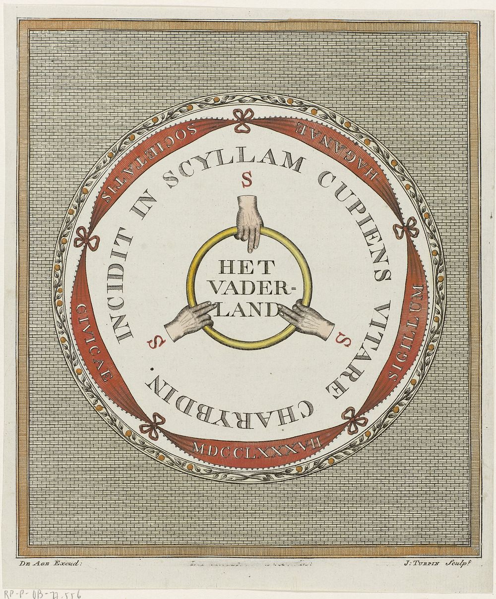 Zegel van de Oprechte Vaderlandsche Sociëteit van Den Haag, opgericht in 1787 (1787) by Jacobus Turpin, Duncan Macalester de…
