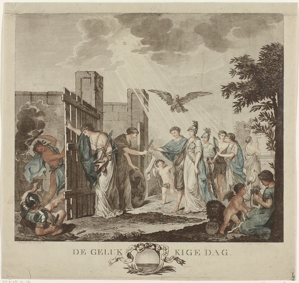 Allegorie op het herstel van de stadhouder Willem V, 1787 (1788) by Mathias de Sallieth and David Pièrre Giottino Humbert de…