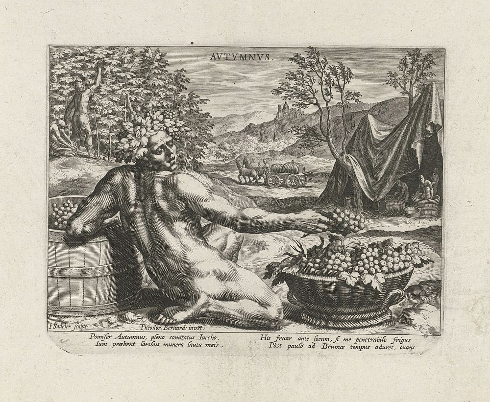Herfst (1580 - 1584) by Johann Sadeler I, Dirck Barendsz and Johann Sadeler I