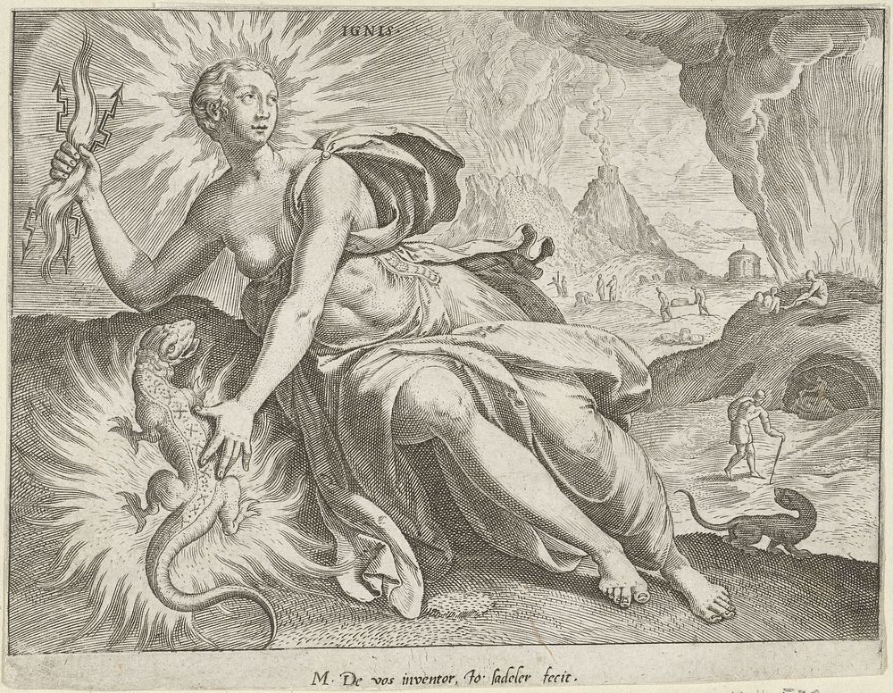 Vuur (1560 - 1600) by Johann Sadeler I, Maerten de Vos and Johann Sadeler I