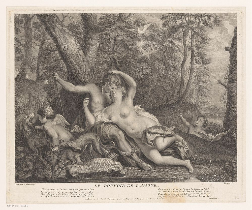 Landschap met Venus en Adonis (1703 - 1740) by Joseph Vanloo, Nicolas Vleughels, weduwe François Chéreau I and Cl Ferrarois