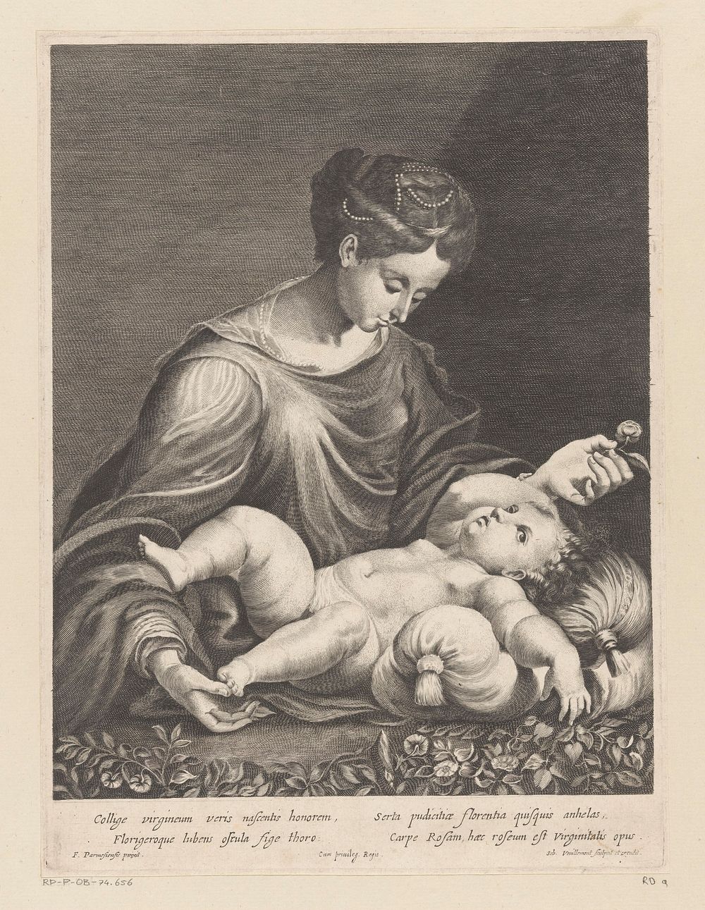 Maria met Kind (1620 - 1660) by Sébastien Vouillemont, Parmigianino, Sébastien Vouillemont and Franse kroon