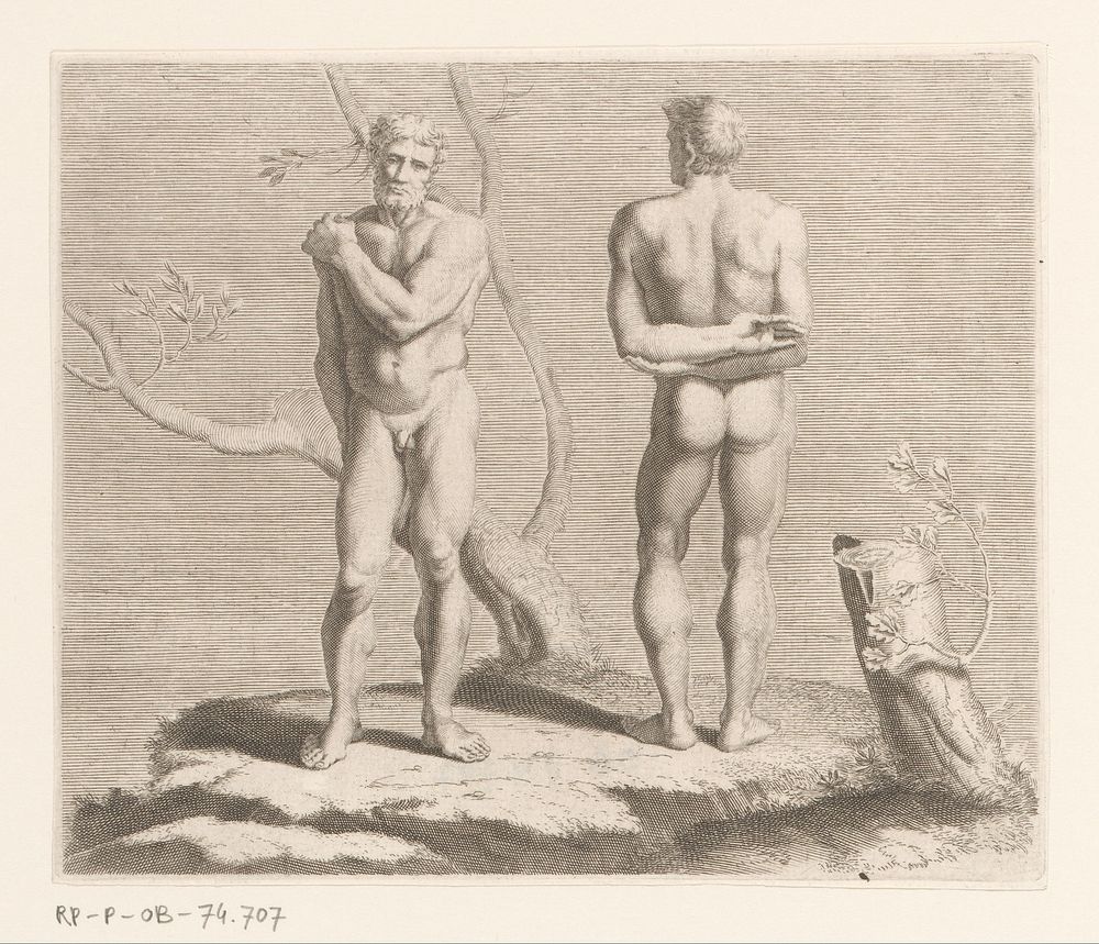 Naakte man van voren en naakte man op de rug gezien (1600) by anonymous