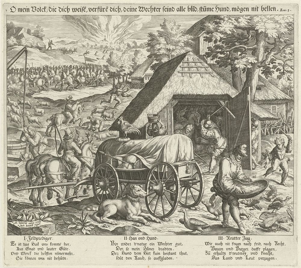 Allegorie op oorlog (1579 - 1595) by Johann Sadeler I, Jost Amman and Johann Sadeler I