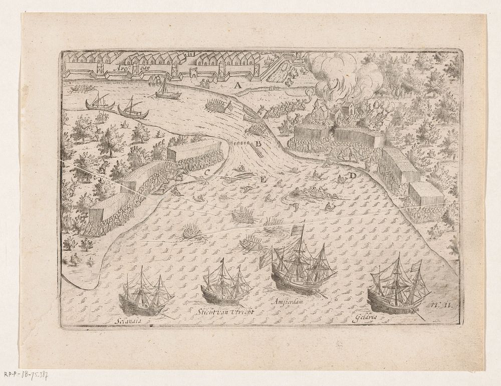 Slag bij de Arosbaai op Madura, 1599 (1619) by anonymous