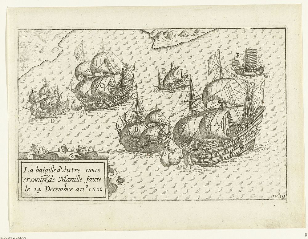 Gevecht in de baai van Manila, 1600 (1646) by anonymous
