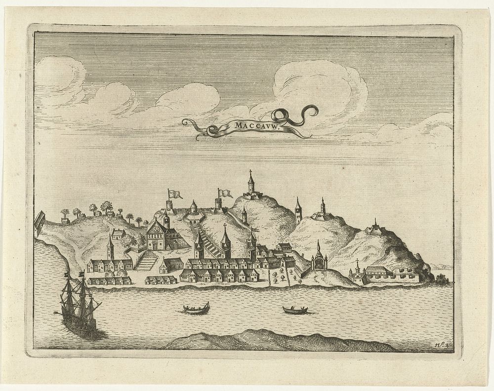 Gezicht op Macao, 1632 (1644 - 1646) by anonymous