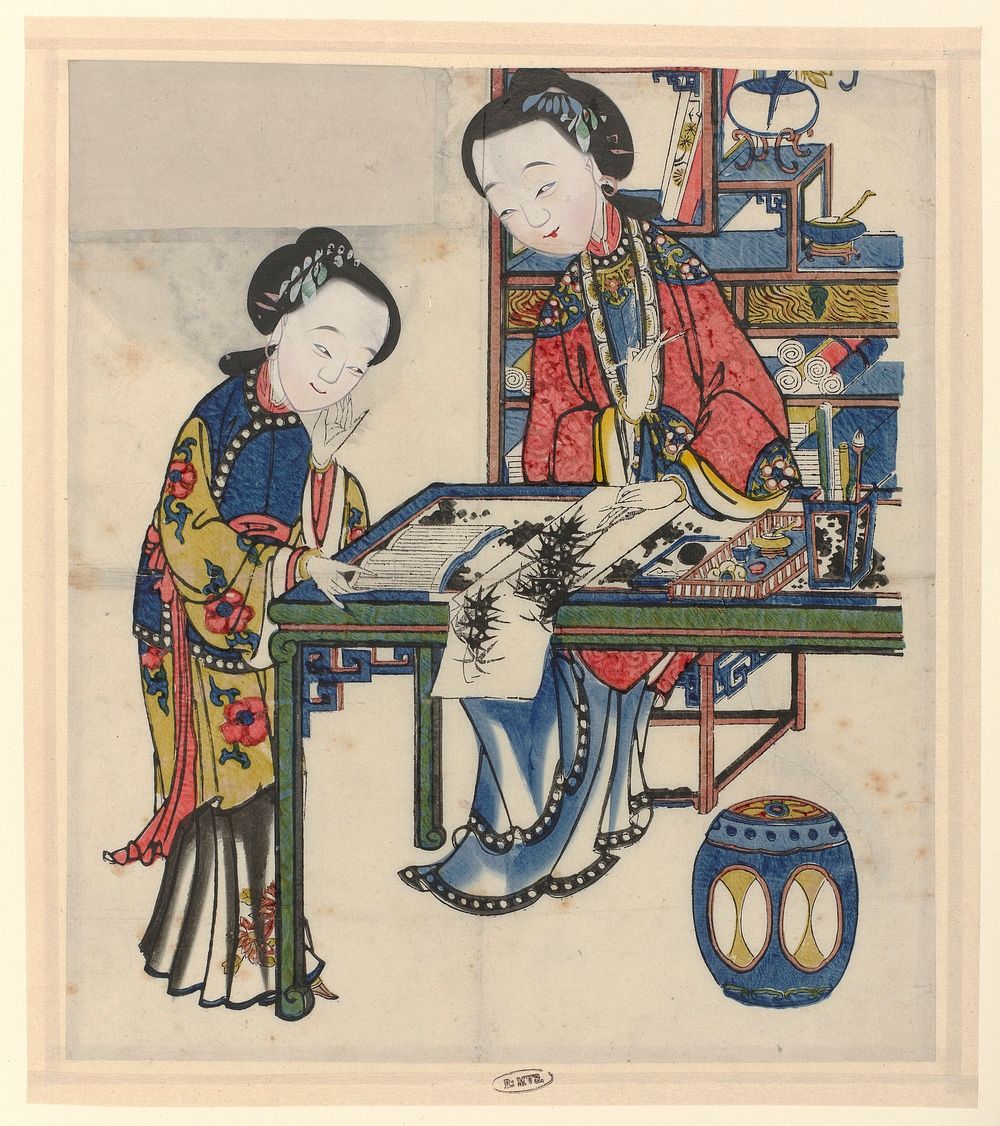 Twee vrouwen bij een schrijftafel (c. 1700 - c. 1799) by anonymous