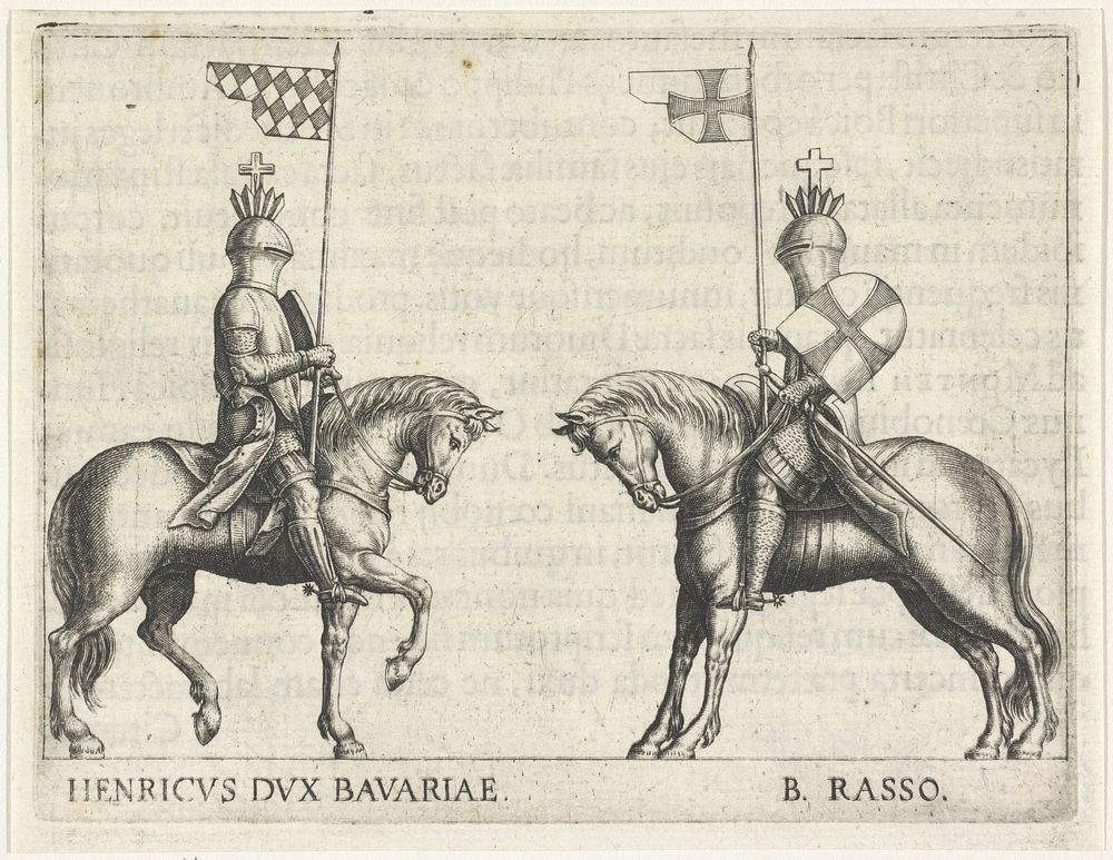 Ridders Hendrik, hertog van Beieren en B. Rasso (1600 - 1700) by anonymous