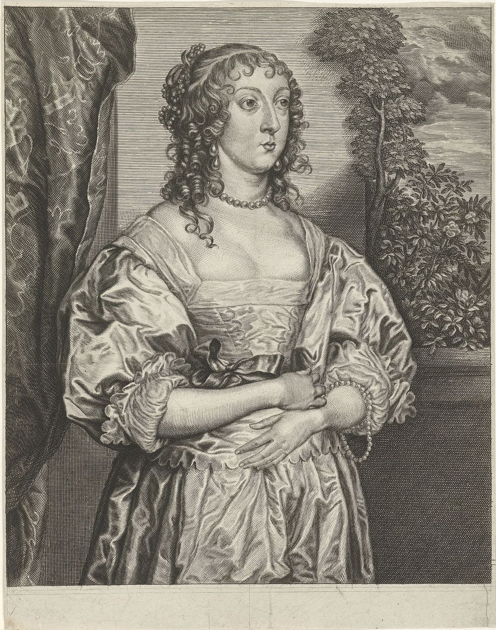Portret van Katherine Howard (1658 - 1666) by Arnold de Jode and Anthony van Dyck