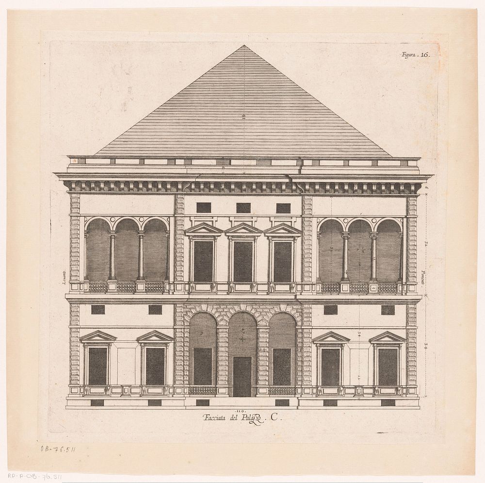 Opstand van de façade van de Villa Spinola di San Pietro te Genua (1622) by Nicolaes Ryckmans, Peter Paul Rubens and Spaanse…