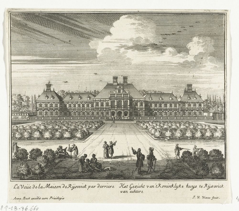 Gezicht op het Huis ter Nieuburch in Rijswijk, 1697 (1697) by Jan van Vianen, Anna Beeck and Staten van Holland en West…