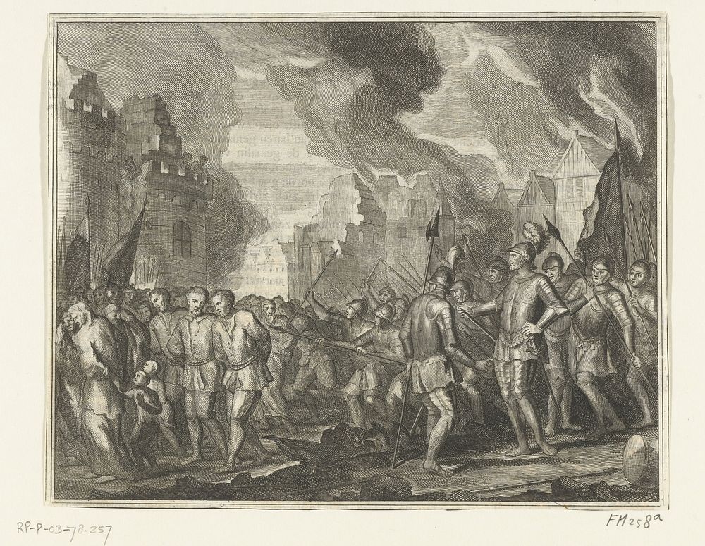 Het slot van IJsselstein veroverd en verbrand, 1417 (1719 - 1728) by anonymous