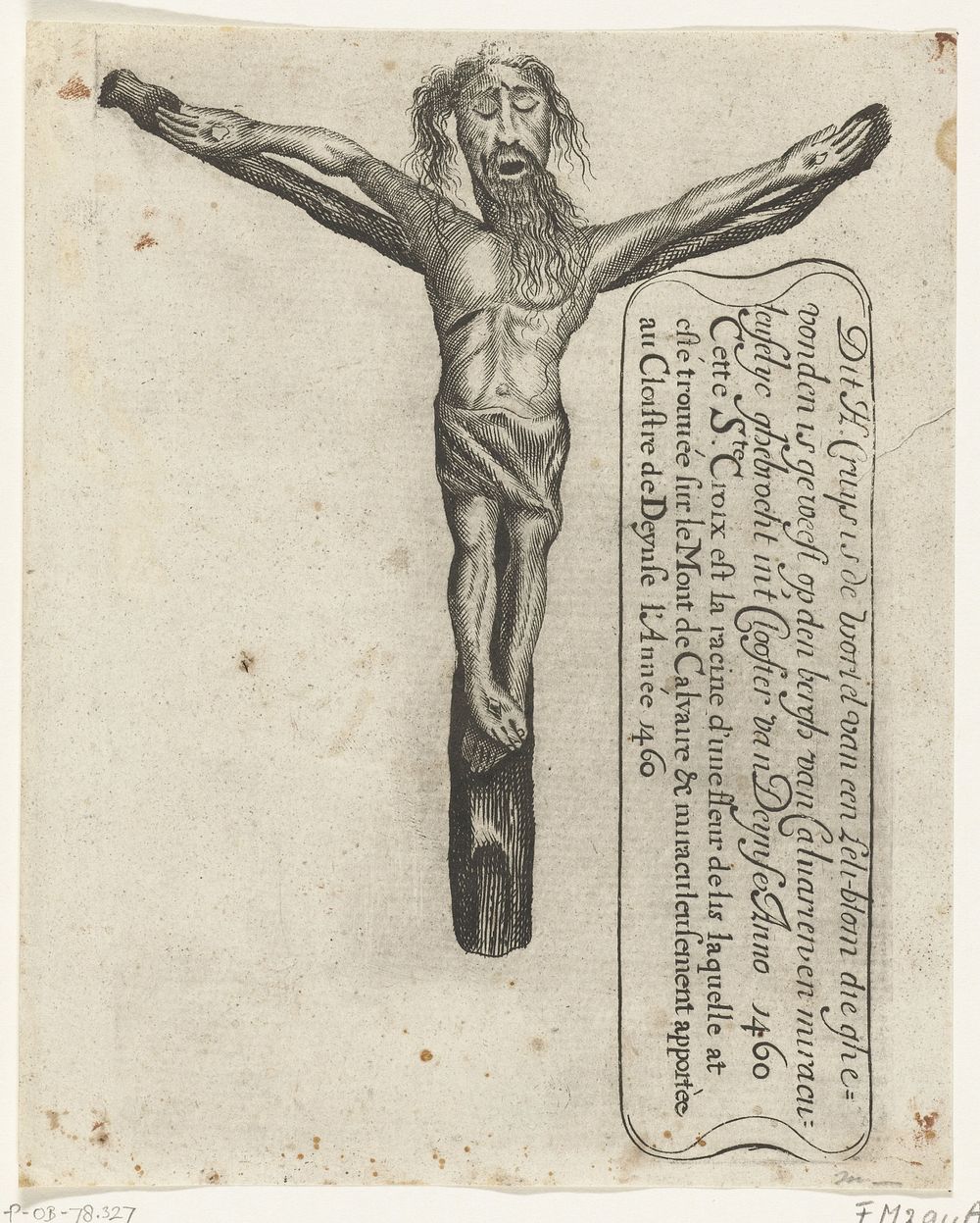 Wonderbaarlijk kruisbeeld in het klooster van Deinze, 1460 (1600 - 1699) by anonymous