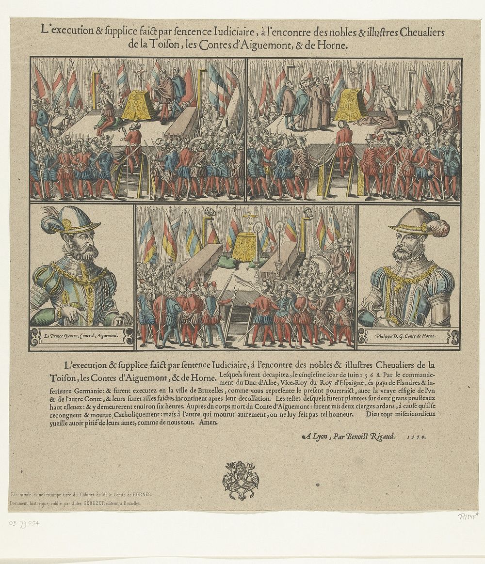 Executies van de graven van Egmond en Horne te Brussel, 1568 (1820 - 1860) by anonymous, Wolfgang Meyerpeck, Benoît Rigaud…