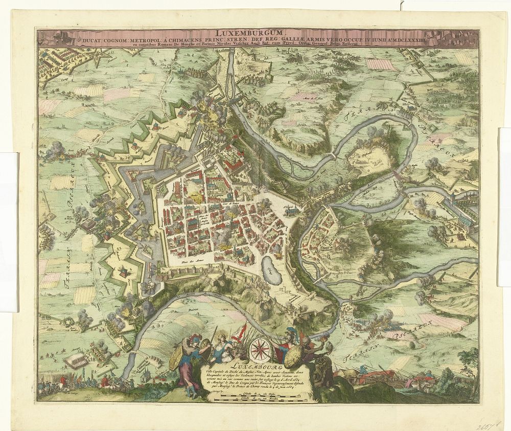Bombardement van Luxemburg door de maarschalk de Créquy, 1684 (1684) by Romeyn de Hooghe and Nicolaes Visscher I