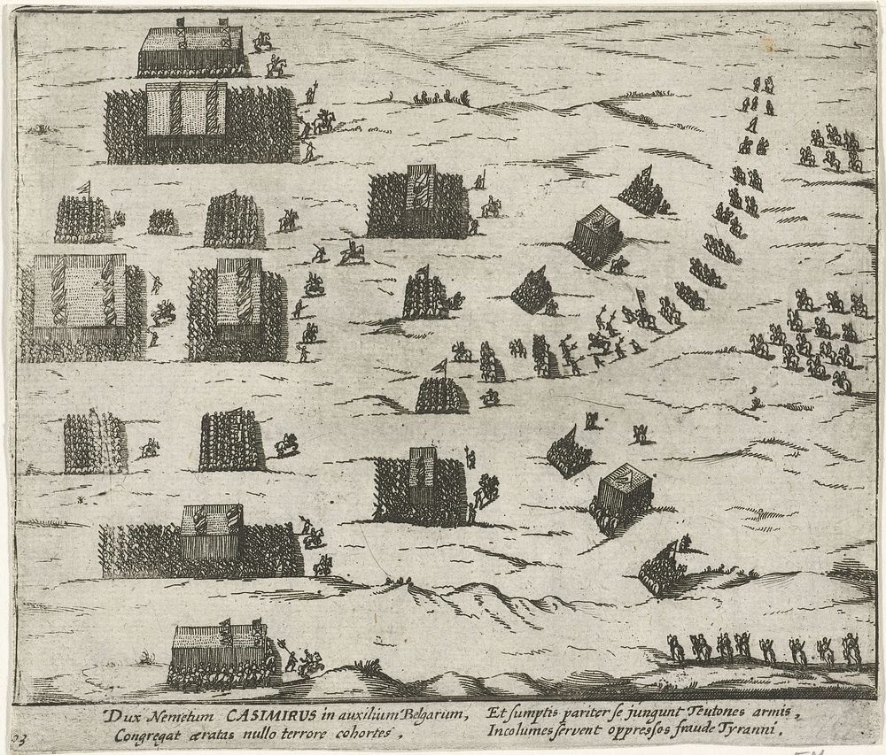 Matthias houdt revue over de troepen van paltsgraaf Casimir, 1578 (1613 - 1615) by anonymous and Frans Hogenberg