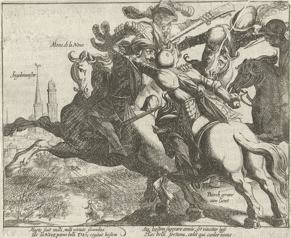 François de la Noue gevangen tijdens de slag bij Ingelmunster, 1580 (1613 - 1615) by Simon Frisius