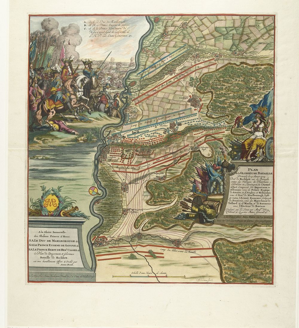 Slag bij Höchstädt, 1704 (1704) by Jan van Vianen, Frederik Thomas van Hangest Genlis gezegd d Yvoy, Anna Beeck, Staten van…