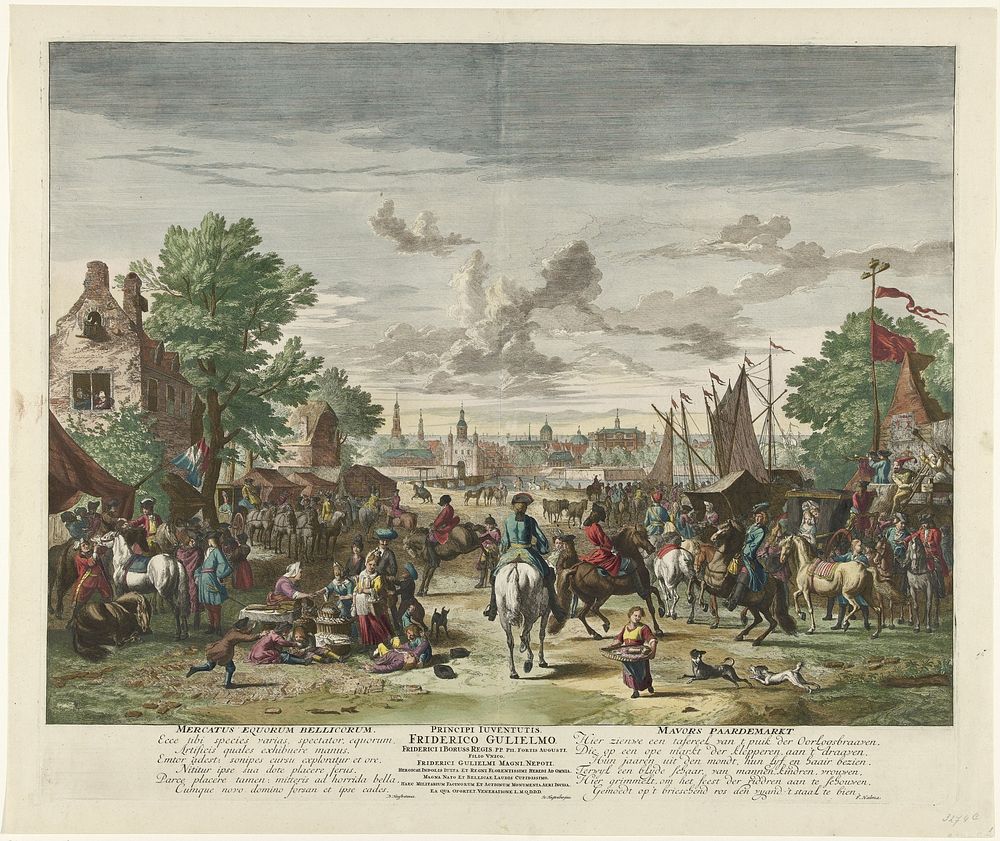 Paardenmarkt, ca. 1702 (1701 - 1703) by Jan van Huchtenburg, Jan van Huchtenburg, David Fransz van Hoogstraten, François…