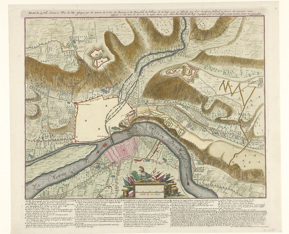 Kaart van het beleg van Huy, 1705 (1705) by Pieter Schenk I, Bernard de Roy I and Pieter Schenk I
