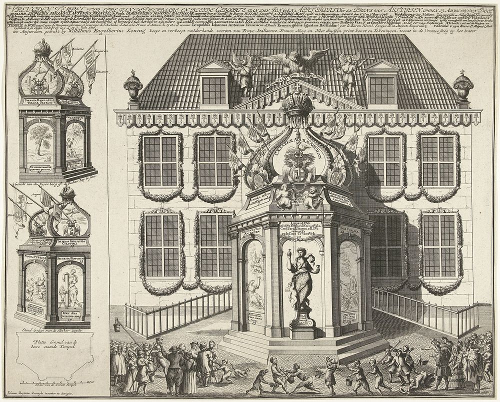 Tempel opgericht voor het huis van de keizerlijke ambassadeur te Den Haag ter ere van de geboorte van aartshertog Leopold…