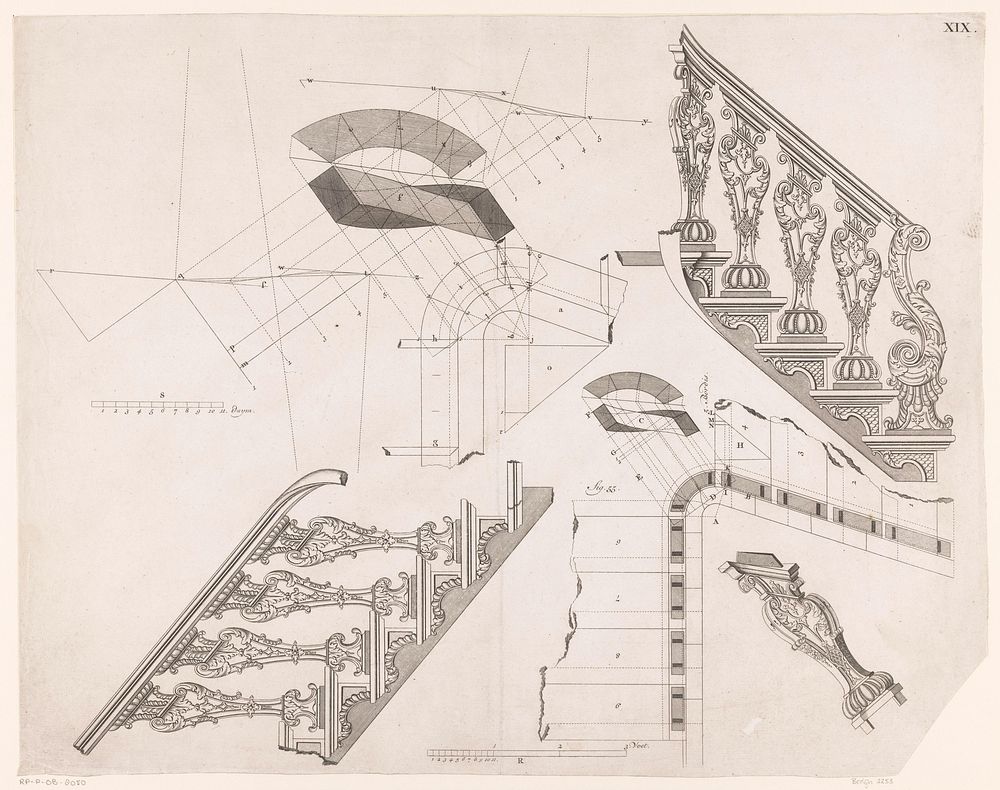 Technische tekeningen van trap (1739) by Jan Schenk, Tieleman van der Horst and Pieter Schenk II
