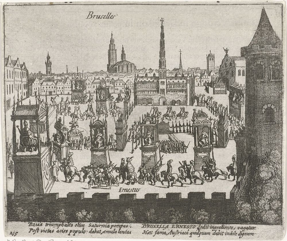 Intocht van Ernst van Oostenrijk te Brussel, 1594 (1613 - 1615) by Simon Frisius