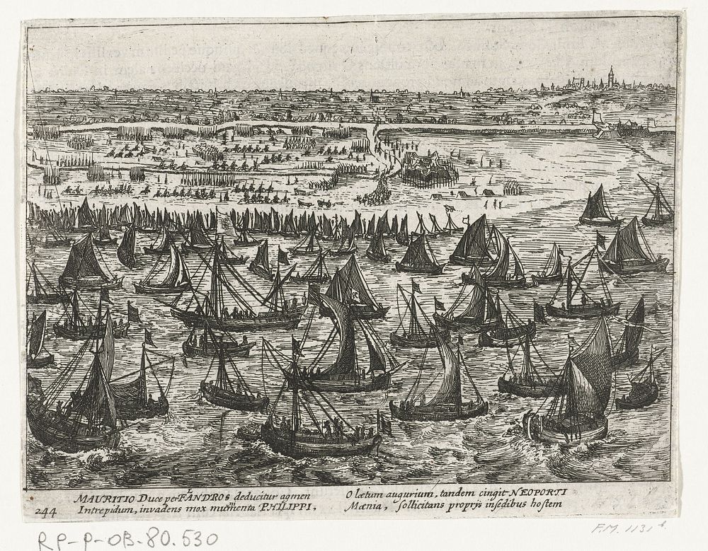 De vlootlanding bij Philippine (rechterblad), 1600 (1613 - 1615) by anonymous, anonymous and Hendrick Cornelisz Vroom