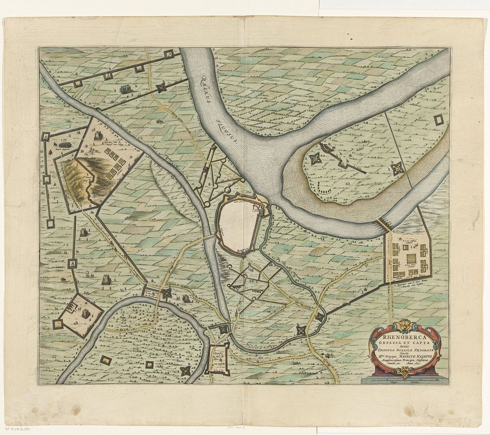 Beleg en inname van Rheinberg door Maurits, 1601 (1647 - 1649) by anonymous