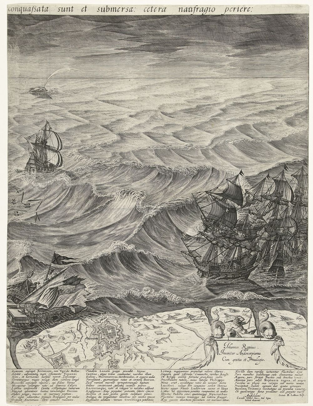 De vernietiging van de Spaanse galeien voor de Vlaamse kust (rechterblad), 1602 (1602 - 1603) by Johannes Rem, Johannes Rem…