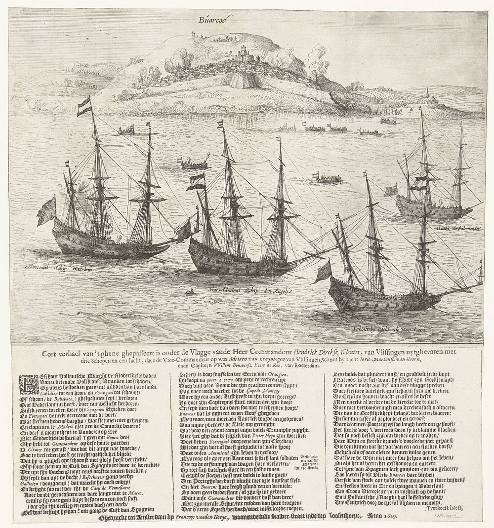 Strooptocht van vier Hollandse schepen op de Portugese kust, 1629 (1629) by anonymous and François van den Hoeye