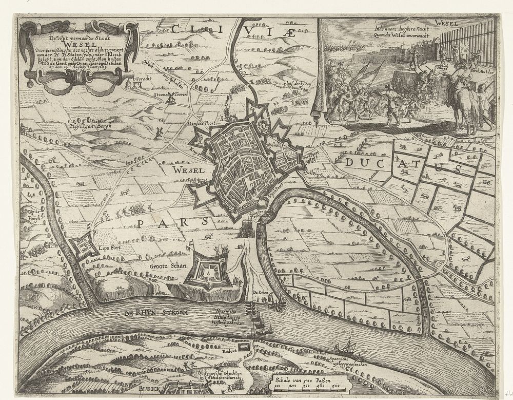 Verovering van Wesel, 1629 (1651 - 1652) by Dirk Stoop, Pieter Hendricksz Schut and Claes Jansz Visscher II