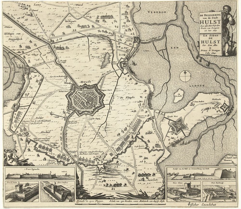 Beleg van Hulst door Frederik Hendrik, 1645 (1645) by Claes Jansz Visscher II, Pieter Hendricksz Schut and Claes Jansz…