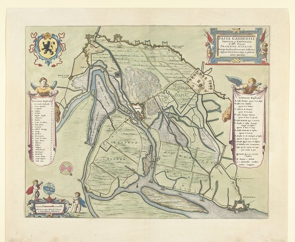 Kaart van beleg en verovering van Sas-van-Gent, 1644 (1647 - 1649) by anonymous